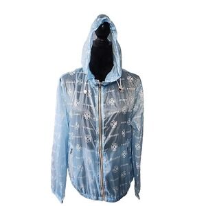MASHADI Windbreaker‎ Jacket Blue Woman's Size M Clear Translucent Full Zip
